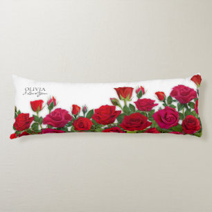 Coussins Longs Jardin de roses rouges modernes minimaliste Je t'a