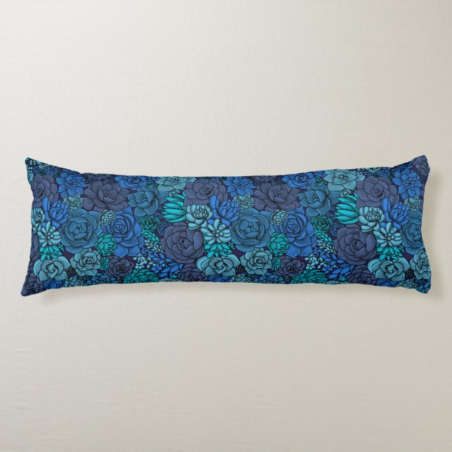 Coussins Longs Jardin succulent en bleu (Devant)