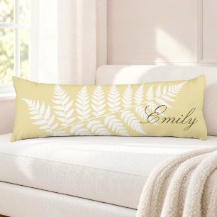Coussins Longs Jaune Beurre Blanc Fern Élégant Minimaliste