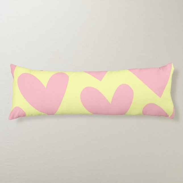Coussins Longs Jaune rose mignon Coeur simple Motif Y2K (Devant)