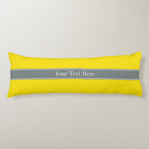Coussins Longs Jaune Uni, Monogramme de Ruban Gris Charbon