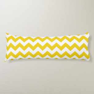 Coussins Longs Jaune Zigzag, Jaune Chevron, Motif géométrique