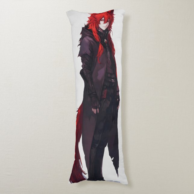 Coussins Longs Joli loup rouge Anime (Devant (Vertical))