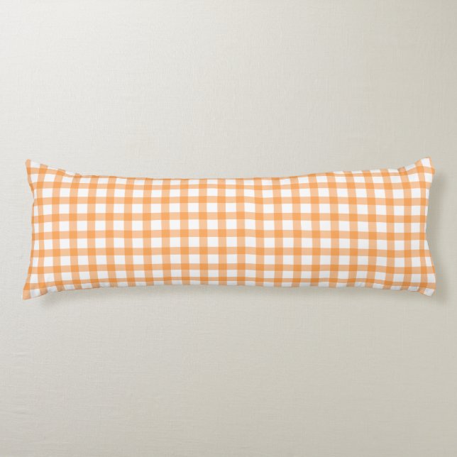 Coussins Longs Joli motif à carreaux gingham orange rétro (Devant)