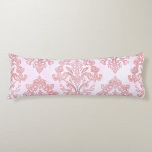 Coussins Longs Joli motif à l'aquarelle en damas victorien rose