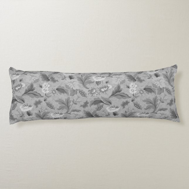 Coussins Longs Joli motif floral gris (Dos)