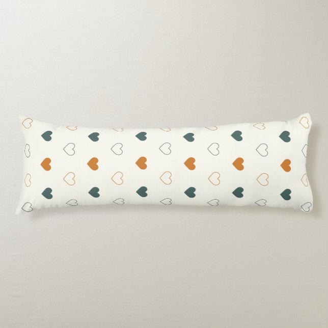 Coussins Longs Joli motif simple de coeur Orange Crème Vert (Devant)