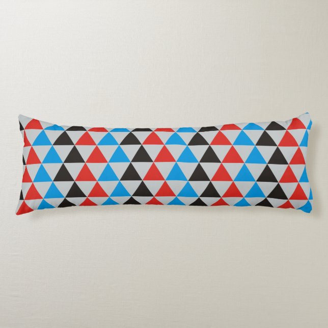 Coussins Longs Joli motif triangle noir rouge bleu + votre idée (Devant)
