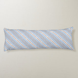 Coussins Longs Joli motif tribal aztèque orange bleu