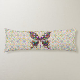 Coussins Longs Joli papillon de Mardi Gras orné de bijoux