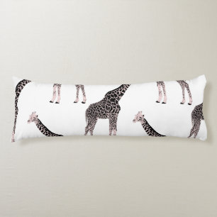 Coussins Longs Jolie Giraffe noire blanche rose