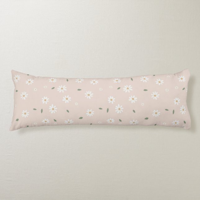Coussins Longs Jolies Marguerites Florales Fleurs & Feuillage (Devant)