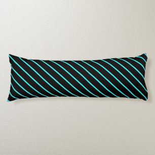 Coussins Longs Jolies rayures aqua et noir