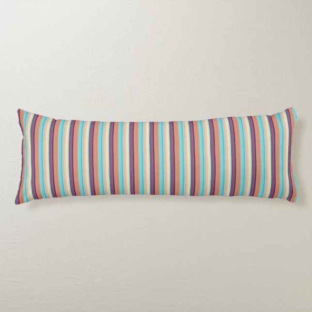 Coussins Longs Jolies rayures bleues marron  (Devant)