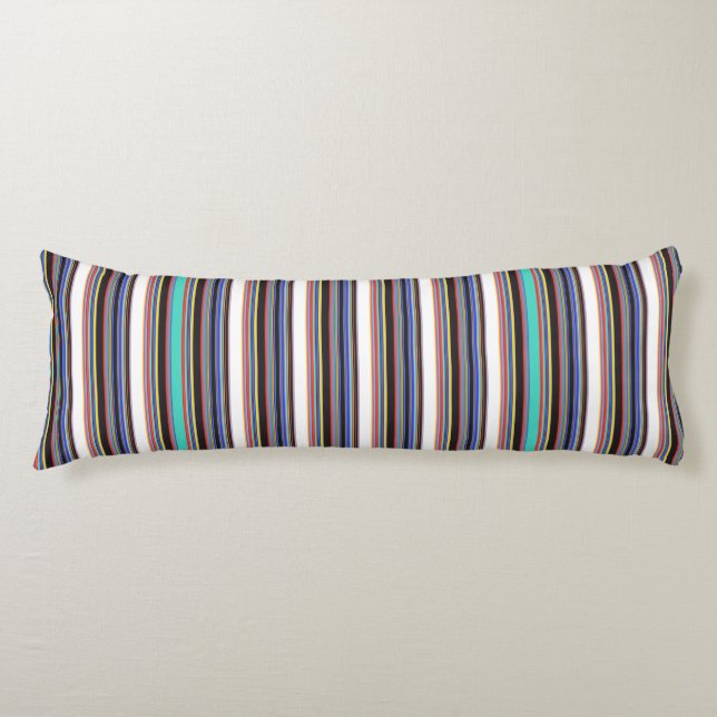 Coussins Longs Jolies rayures noires bleues (Devant)