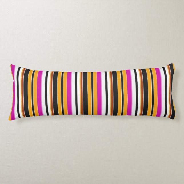 Coussins Longs Jolies rayures noires orange (Devant)
