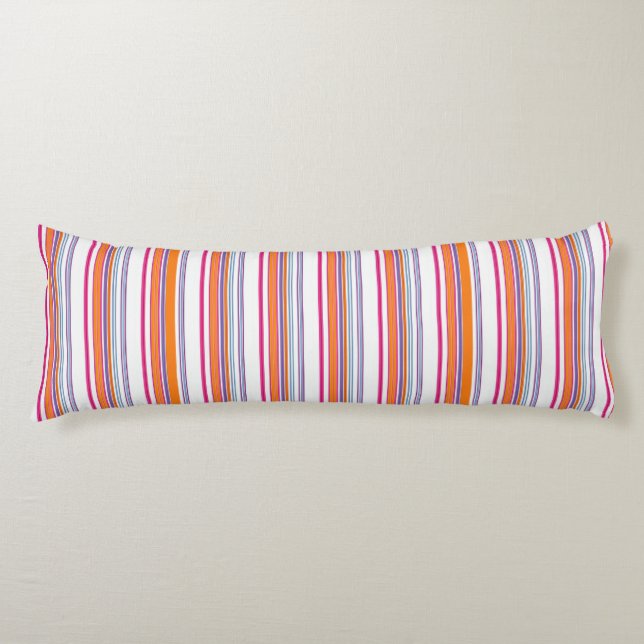 Coussins Longs Jolies rayures rose orange (Devant)