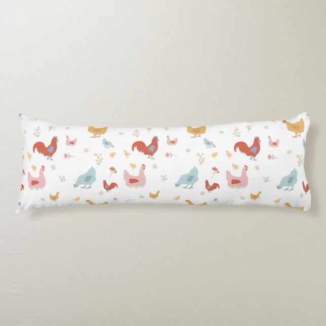 Coussins Longs Jolis poulets, poules et poussins (Devant)