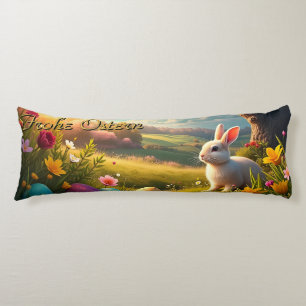 Coussins Longs Joyeuses Pâques dans un paysage printanier