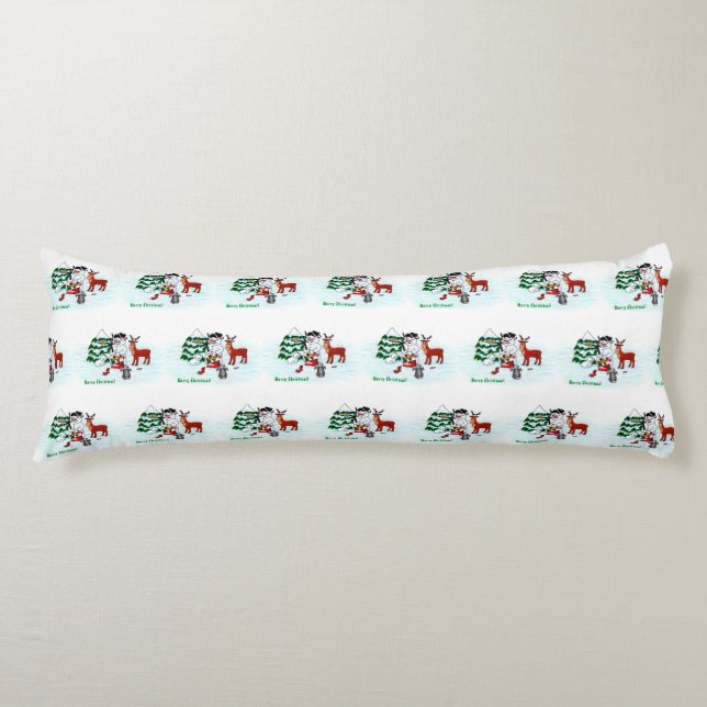 Coussins Longs Joyeux Noël ! Snowman avec amis (Devant)