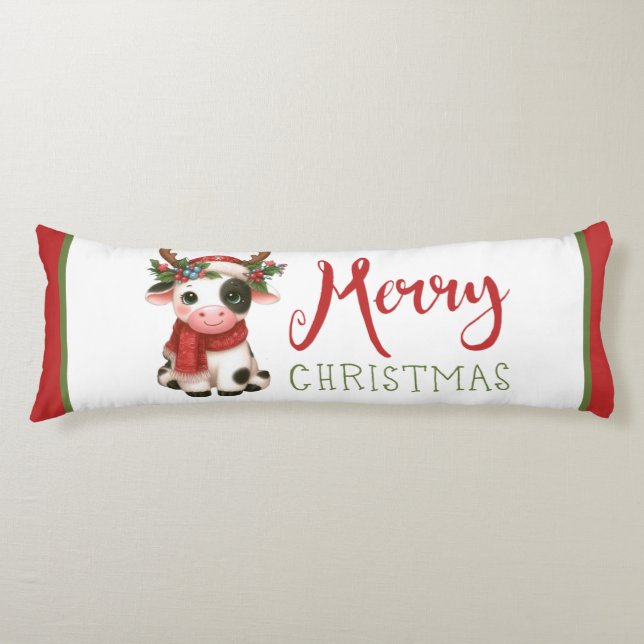 Coussins Longs Joyeux Noël vache mignonne  (Devant)