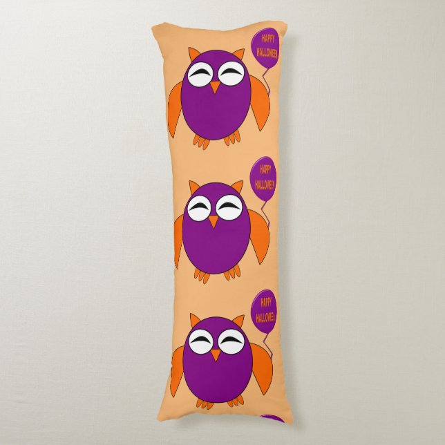 Coussins Longs Joyeux Oreiller de corps d'hibou de fête d'Hallowe (Devant (Vertical))