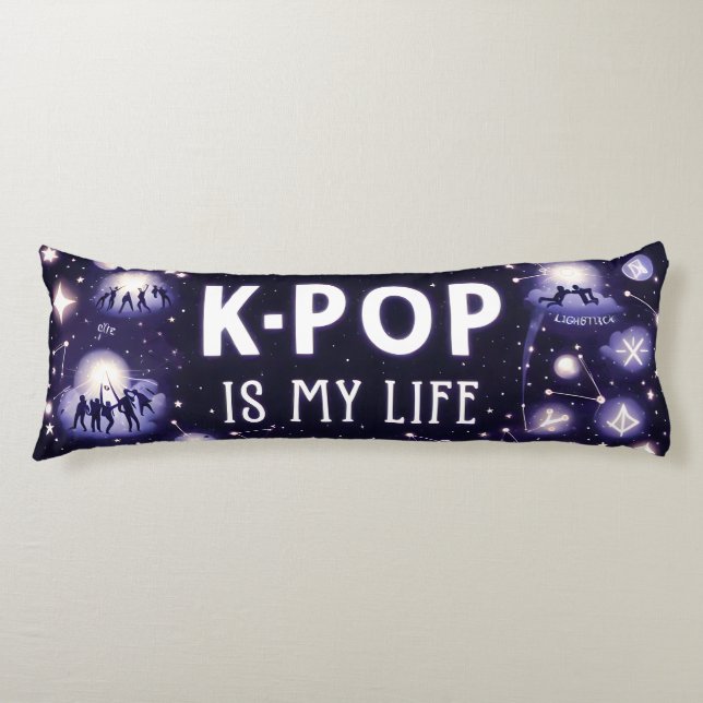 Coussins Longs K-pop est ma vie flottant parmi les étoiles (Devant)