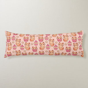 Coussins Longs Kawaii Cute Cats and Cupcakes Motif rose