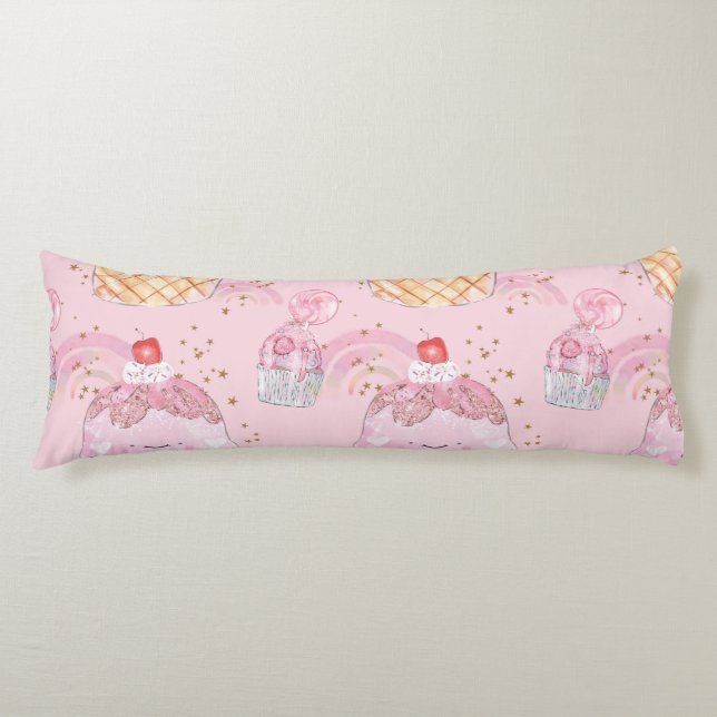 Coussins Longs Kawaii Gâteaux mignons aux cerises - Pastel Purple (Devant)