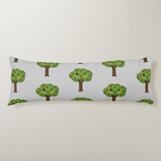 Coussins Longs Kawaii Joyeux Pommier À Voie (Devant)