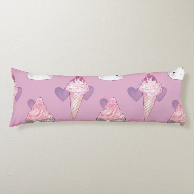 Coussins Longs Kawaii Marshmallow & Motif de crème glacée (Devant)