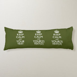 Coussins Longs KEEP CALM personnalisé et votre texte pour Kaki