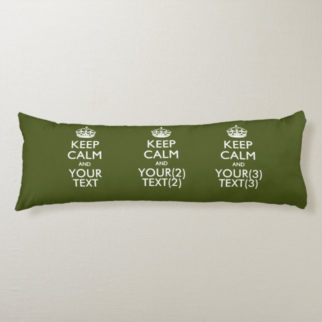 Coussins Longs KEEP CALM personnalisé et votre texte pour Kaki (Devant)