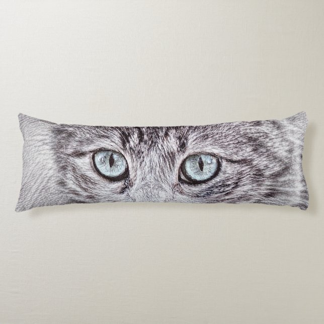 Coussins Longs Kitten Love Cute Kitty Chat aux Yeux Bleus Lumineu (Devant)