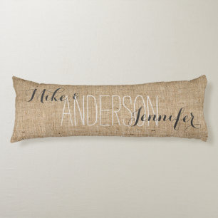 Coussins Longs La toile de jute personnalisent le cadeau de date