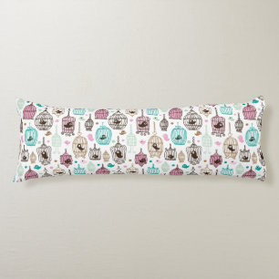 Coussins Longs l'amour de cage à oiseaux badine le motif