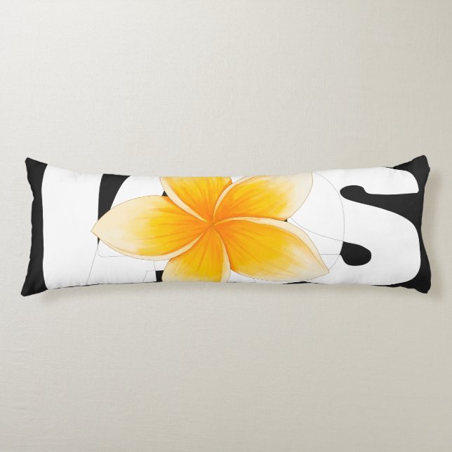 Coussins Longs Laos Amour Fleur de Frangipanier Noir et Blanc (Devant)