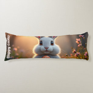 Coussins Longs Lapin de Pâques heureux dans la magie du printemps