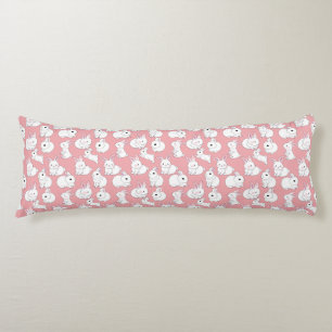 Coussins Longs Lapins blancs motif 01.bw LPink BG