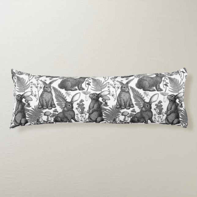 Coussins Longs Lapins et flore boisée 2 Oreillère (Devant)