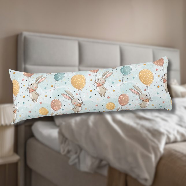 Coussins Longs Lapins Mignons Tenant des Ballons d'Oeufs au Paste (Créateur téléchargé)