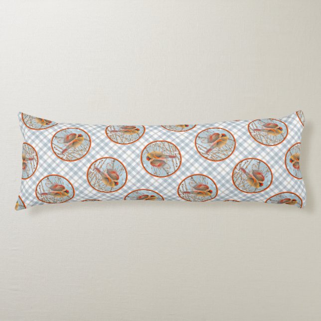 Coussins Longs Le Cardinal du Nord vole en neige Photo originale (Devant)