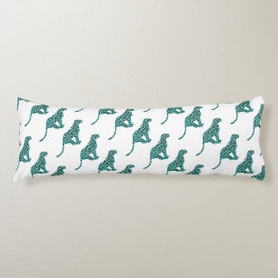 Coussins Longs Léopard noir et Turquoise