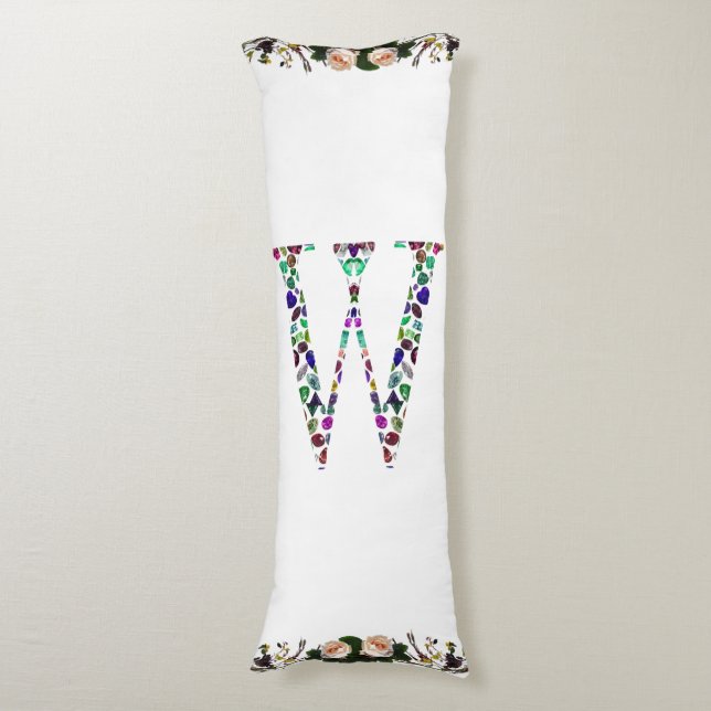 Coussins Longs Lettre initiale W Gemstone Design (Devant (Vertical))
