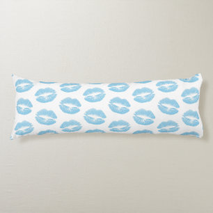 Coussins Longs Lèvres bleues, motif de lèvres, rouge à lèvres ble