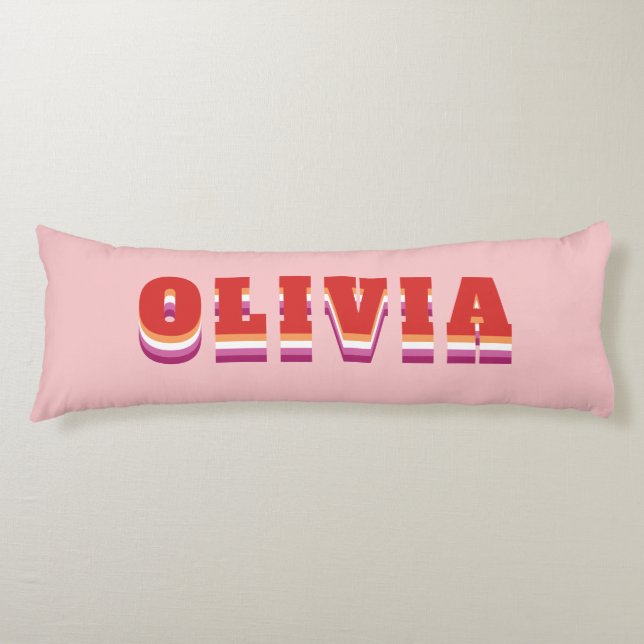 Coussins Longs LGBTQ Rainbow Lesbian Pride Nom personnalisé (Devant)