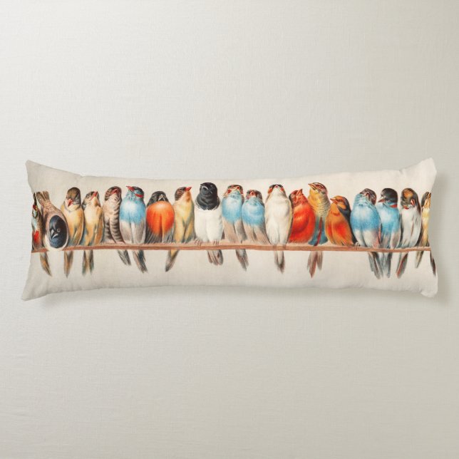 Coussins Longs Ligne d'oiseaux et de colombes (Devant)