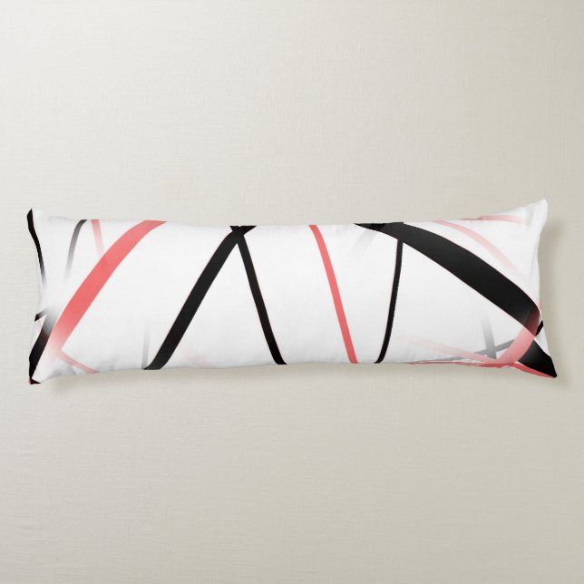 Coussins Longs Ligne Moderne Géométrie Froide Blanc Rose Noir-Ros (Dos)