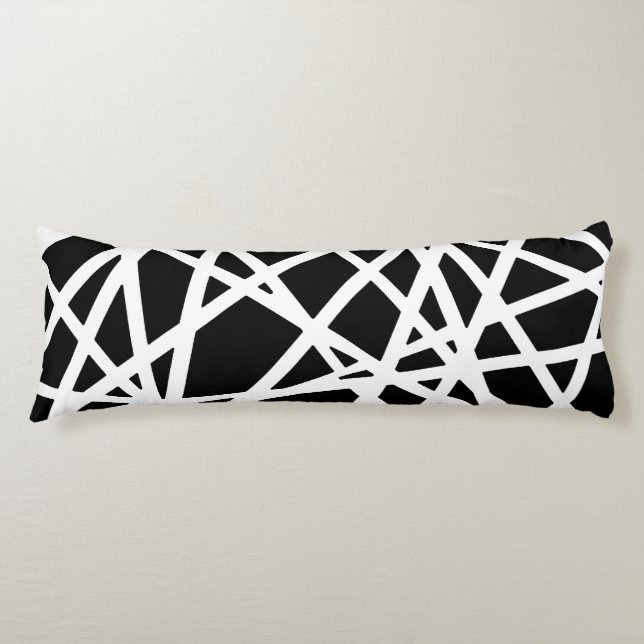 Coussins Longs Lignes blanches et formes noires irrégulières abst (Devant)
