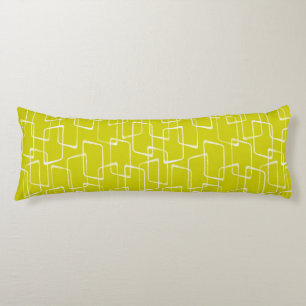 Coussins Longs Lime Green Retro Lino Imprimer Motif géométrique